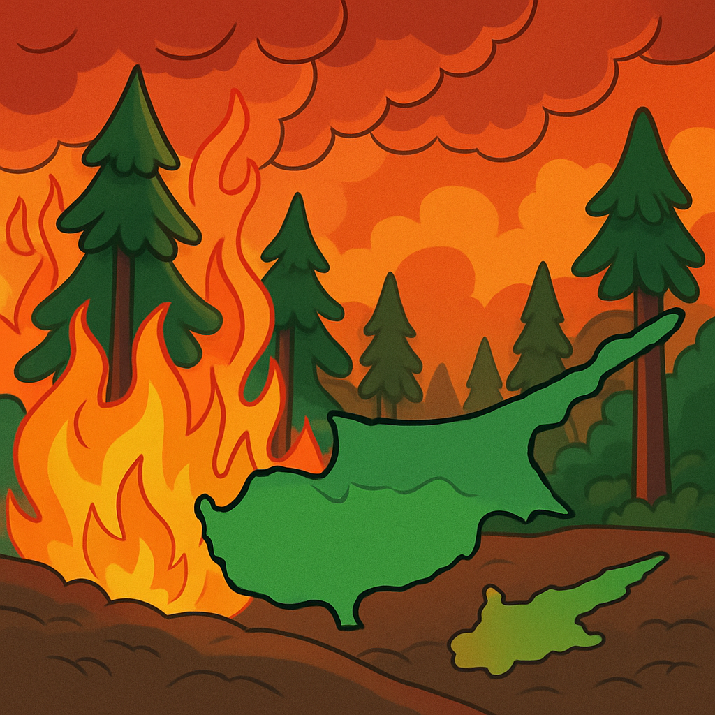 Риск возникновения лесных пожаров на Кипре установлен на уровне «красной тревоги».