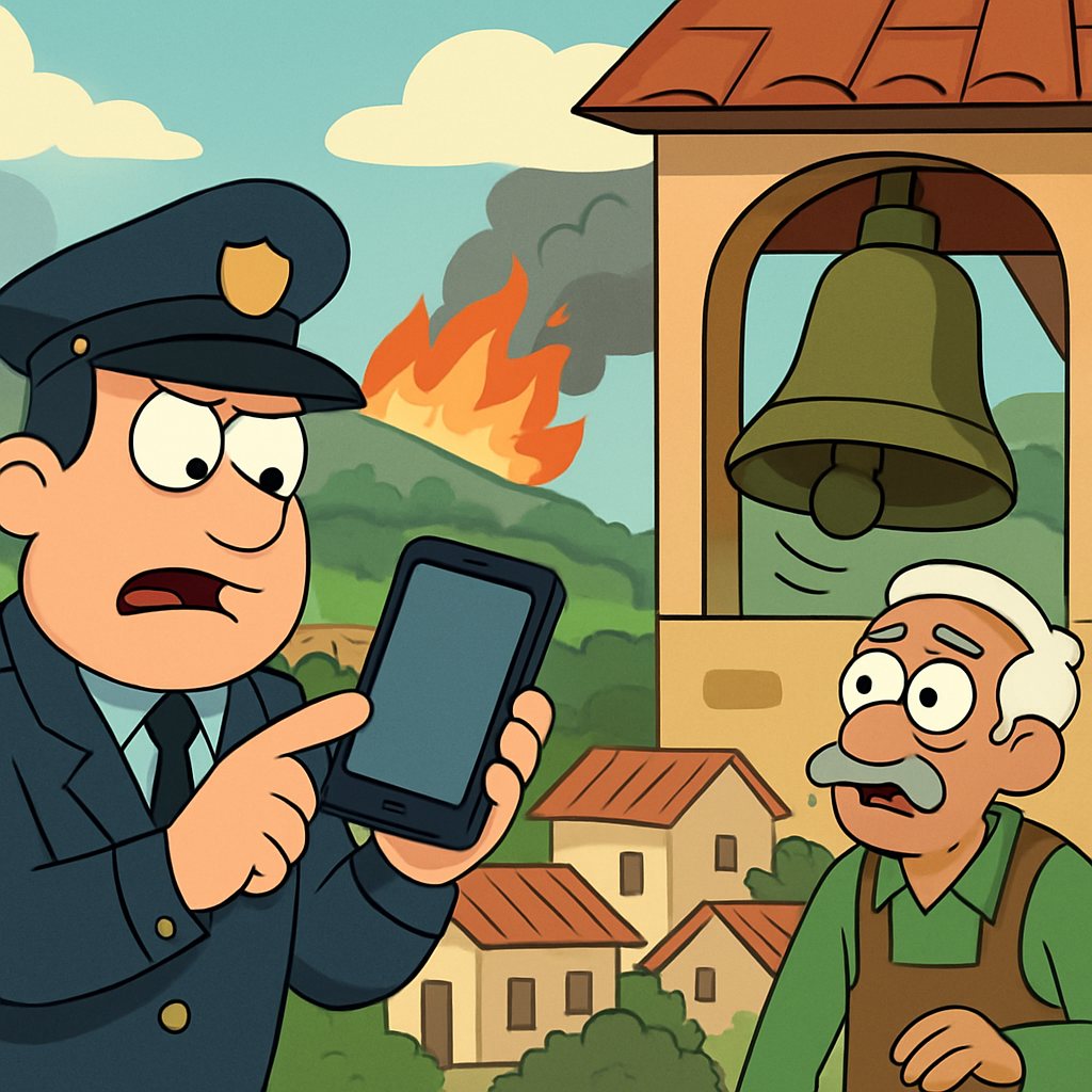 МВД Кипра обвиняет Юридическую службу в том, что современная система оповещения о ЧС до сих пор не работает, а вместо нее жители сельских районов узнают о пожарах благодаря звуку колоколов, что напоминает прошлый век.