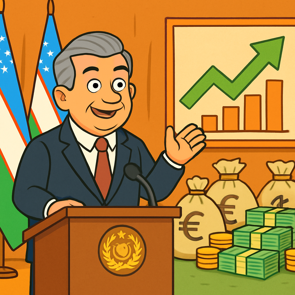 President Mirziyoyev says GDP reached a record high in the Central Asian country's history as exports rose 23% and foreign investment reached €37 billion.