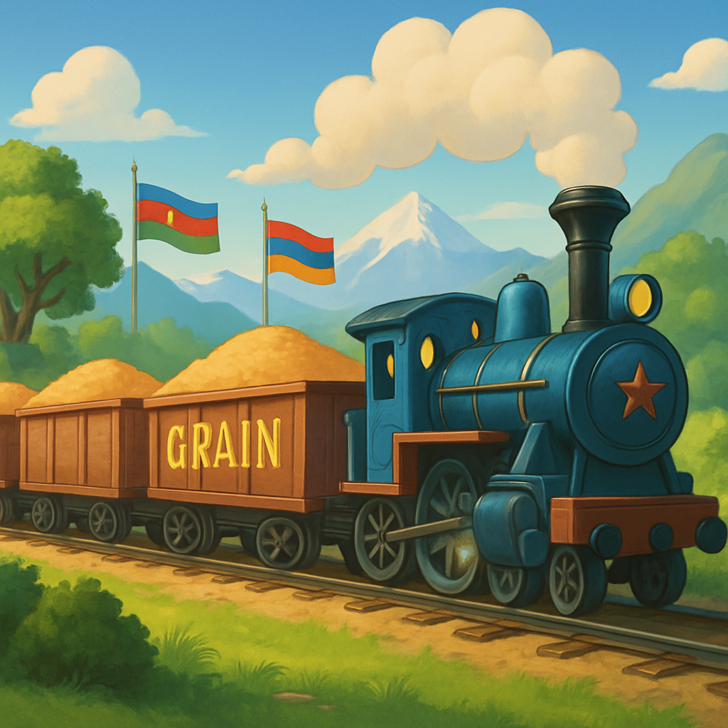 Grain wagons from Russia were dispatched to Armenia via Azerbaijan Sunday as part of the normalisation process between Baku and Yerevan, totalling 1,746 tonnes.