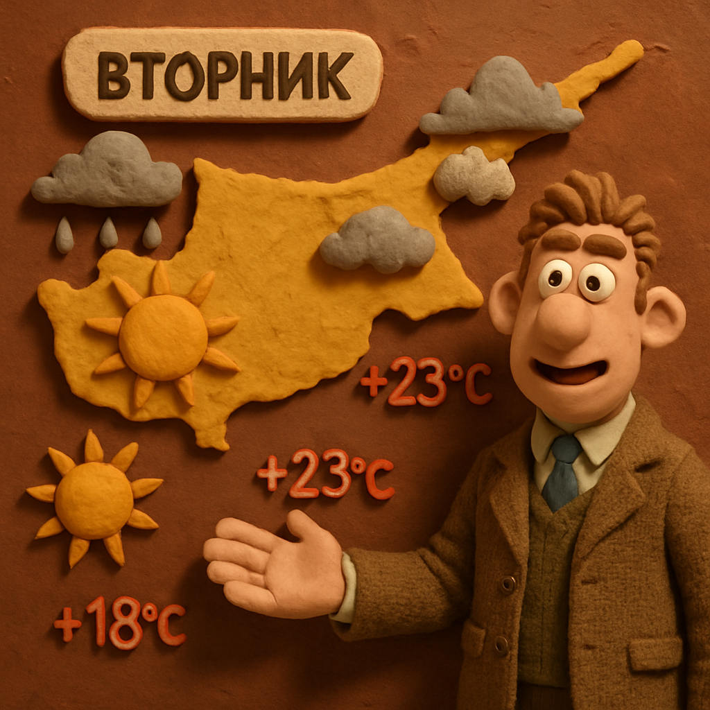 Во вторник на Кипре во второй половине дня в восточных районах возможны отдельные дожди.