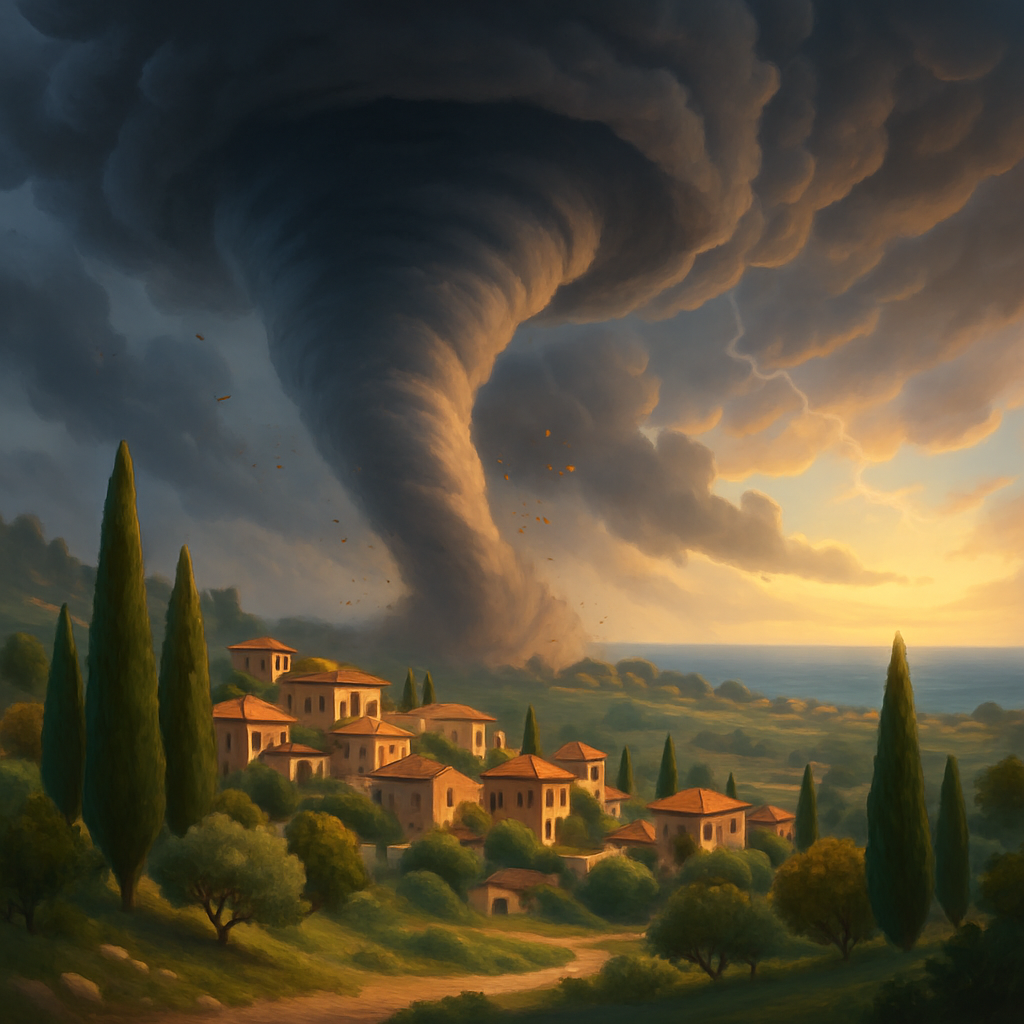 И еще одно торнадо неподалеку от Куклии (Aphrodite Hills).