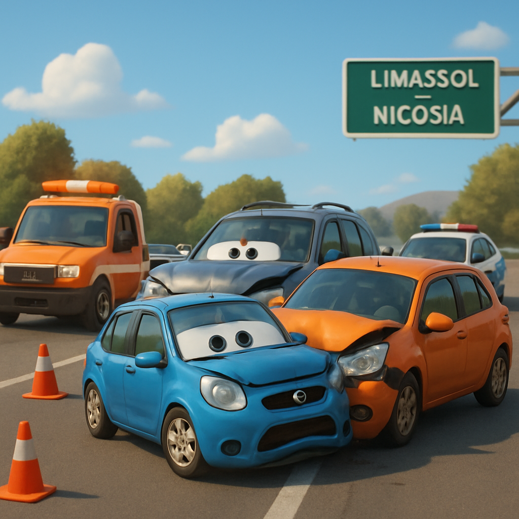 На шоссе Лимассол-Никосия произошло ДТП с участием трех автомобилей, в результате чего левая полоса была закрыта.