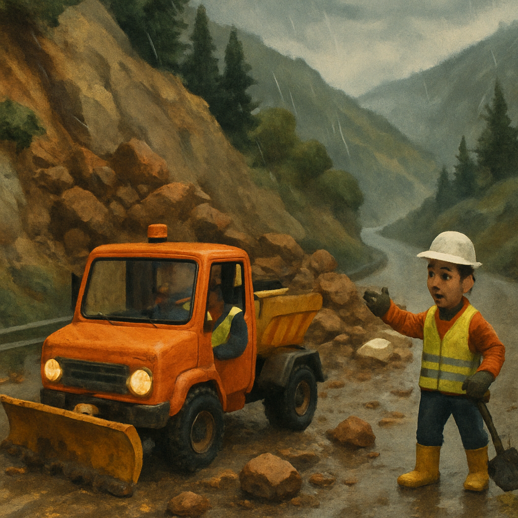 Департамент общественных работ Кипра сегодня очищает дороги в горной местности после обвала камней и грунта в результате сильных дождей.