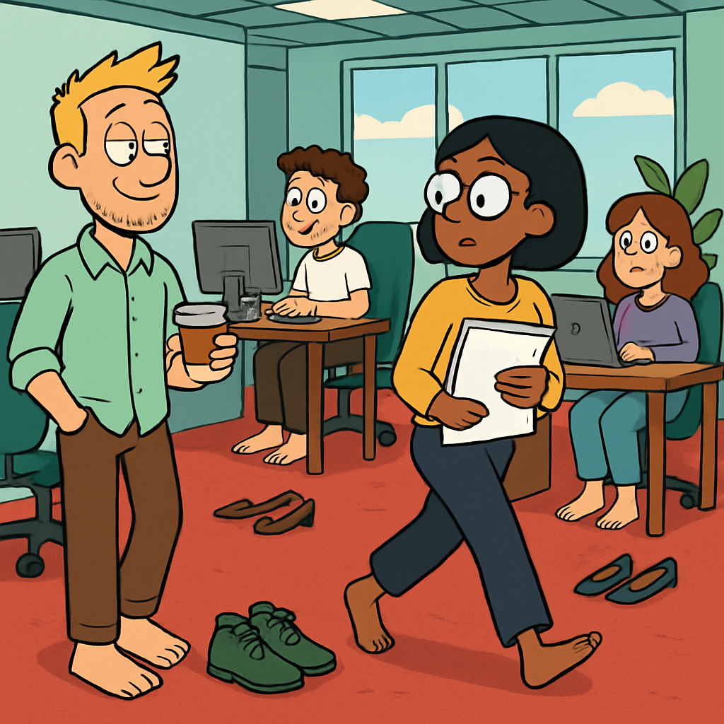 Some start-ups, blurring the lines between home and office, are embracing a “no shoes” policy.