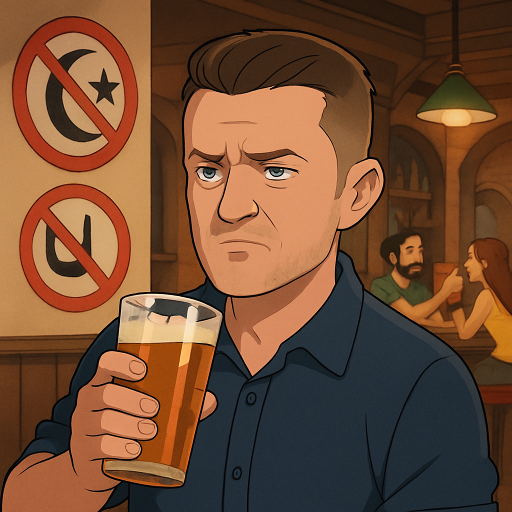 Британский ультраправый анти-исламский активист, сооснователь и бывший лидер «Лиги английской обороны» Томми Робертсон, замечен в одном из баров Северного Кипра.