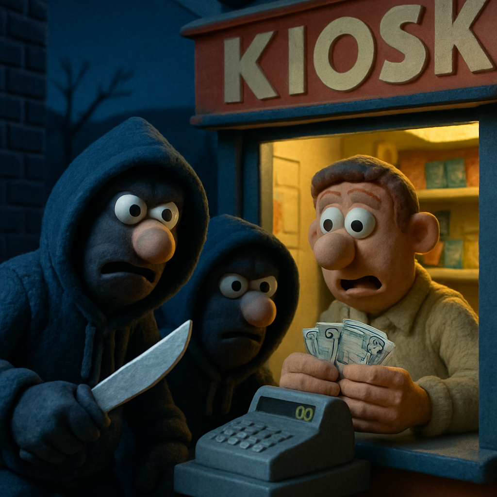 В Клиру, в районе Никосии, ночью два человека в капюшонах и с ножом ограбили киоск.