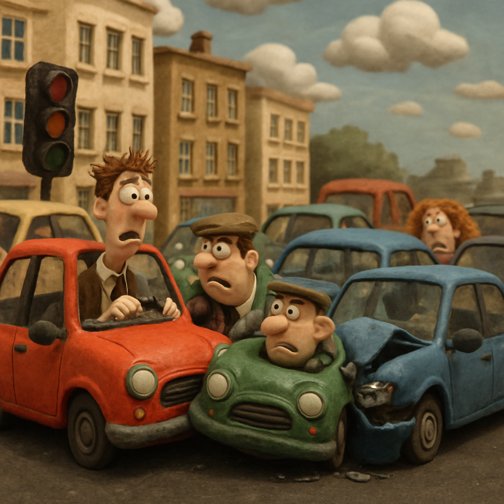 В Никосии утром образовалась большая пробка из-за ДТП с участием трех автомобилей.