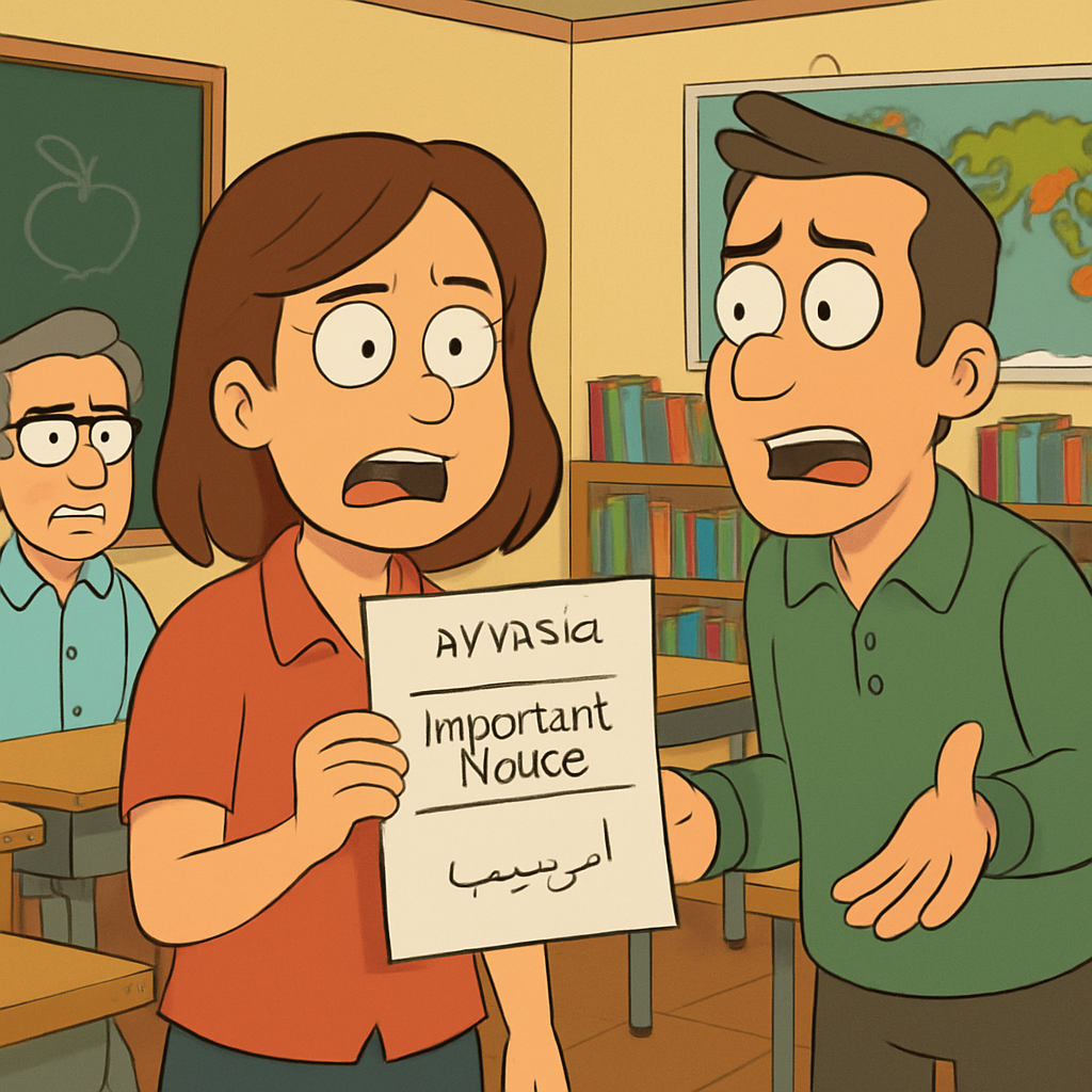 В кипрских школах родителям начали раздавать записки на трёх языках — греческом, английском и.