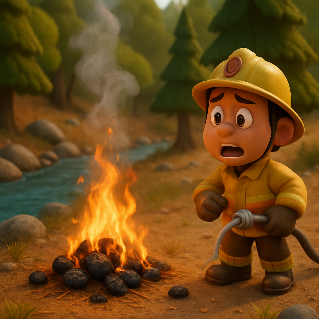 В Платресе уголь, брошенный у реки, предположительно после пикника, вызвал пожар, который был ликвидирован до того, как причинил дальнейший ущерб.