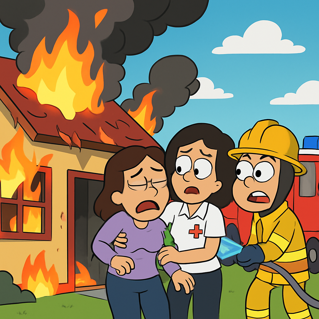 In Paphos, a woman was hospitalized after a fire broke out in her home.