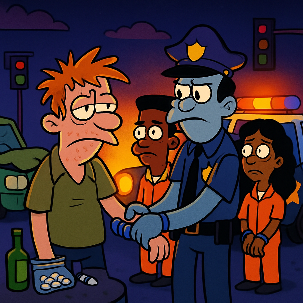 One person was arrested at night for a traffic accident, possession of drugs, driving under the influence of alcohol and drugs.