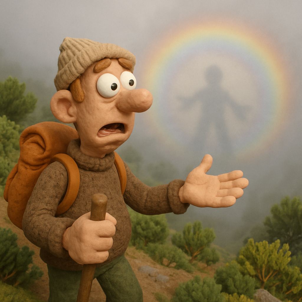 In the Machairas area of Cyprus, a rare optical phenomenon known as the Brocken spectre was captured.