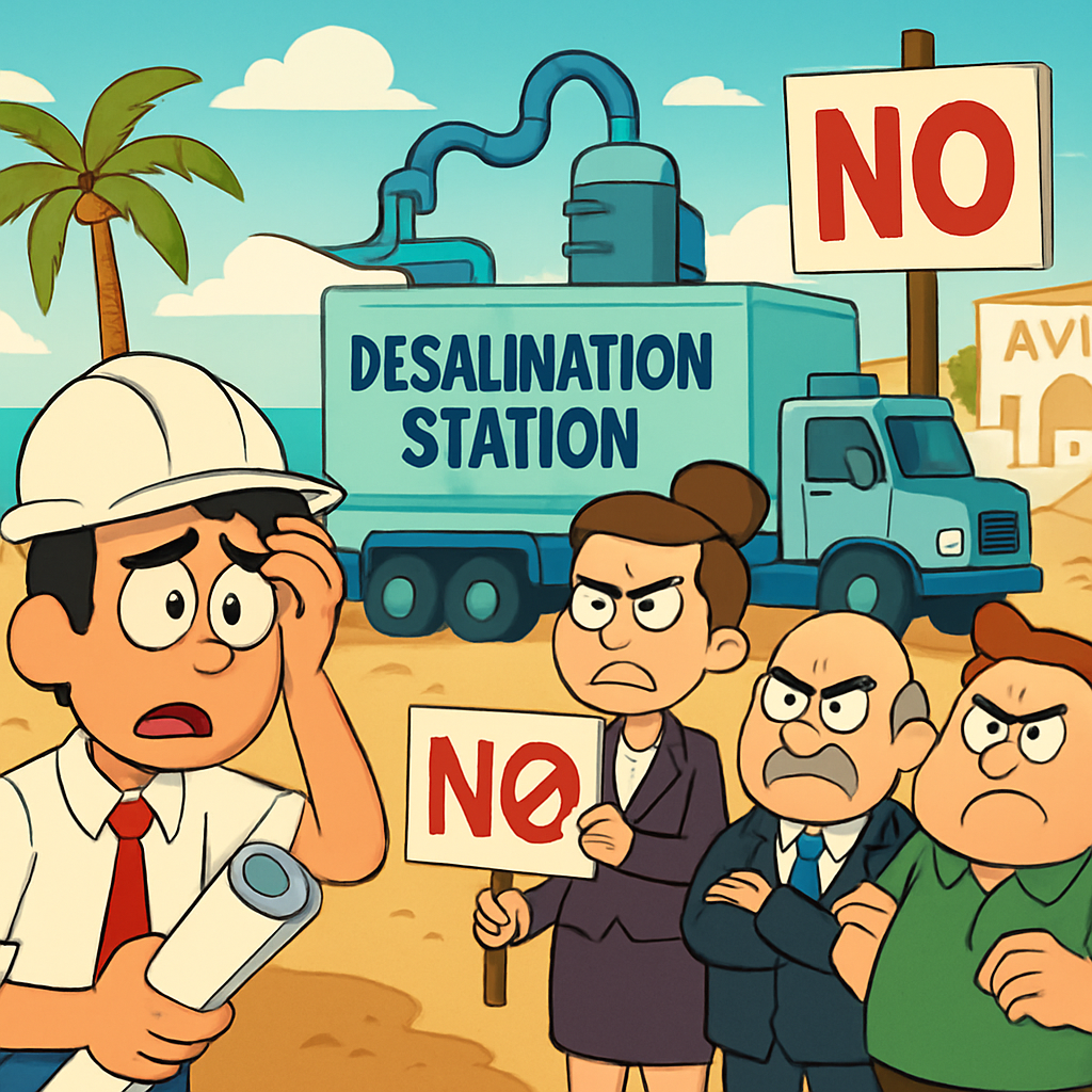 Los planes para instalar una estación de desalinización móvil en Ayia Napa están amenazados por el fracaso después de que la fuerte oposición de las autoridades locales y los círculos empresariales obligara al gobierno a suspender el proyecto.