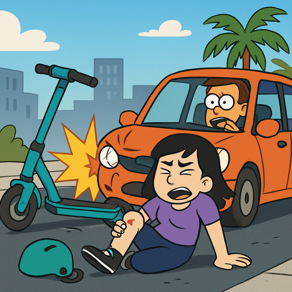 A woman was injured as a result of her electric scooter colliding with a car in Limassol.