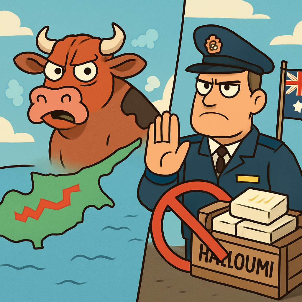 Австралия запретила импорт кипрских продуктов из-за сообщений о вспышке ящура на северном Кипре.