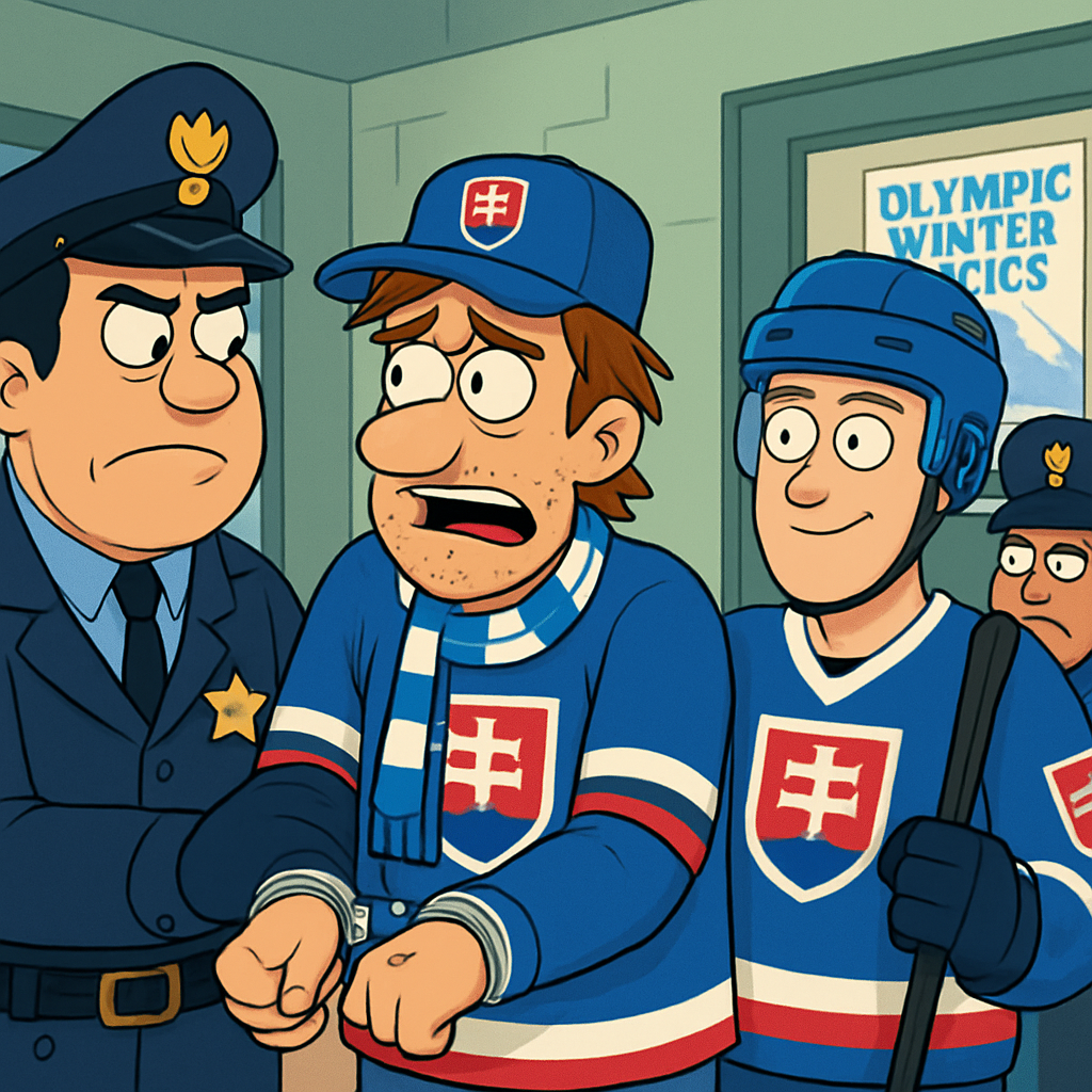 The arrested man, wanted for theft, told Italian authorities he had travelled to Milan to support Slovakia's hockey team at the Milan-Cortina Winter Olympics.