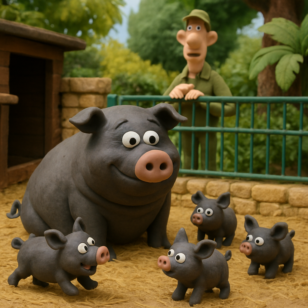 В зоопарке Пафоса пополнение: одна из вьетнамских вислобрюхих свиней родила четырех поросят.