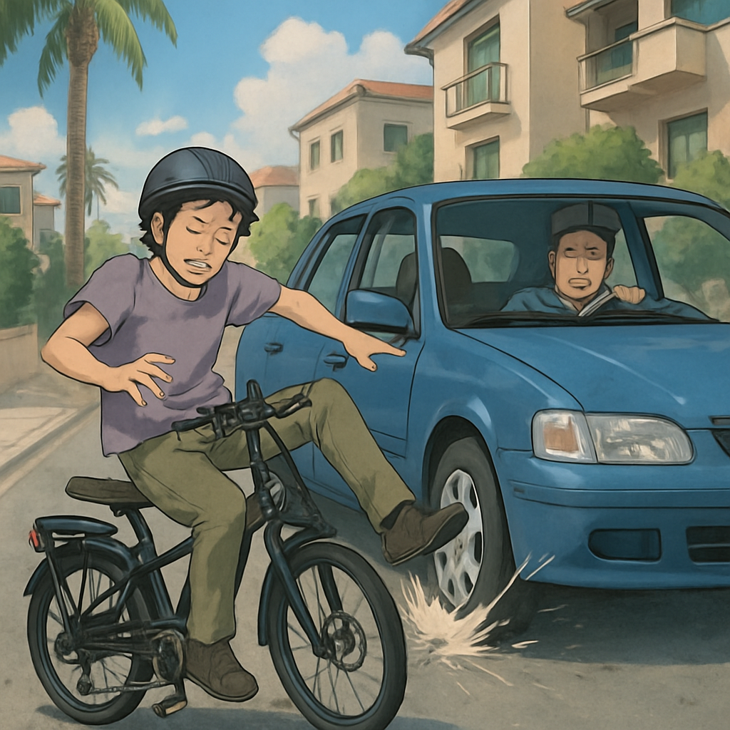 В Лимассоле водитель электровелосипеда столкнулся с автомобилем.