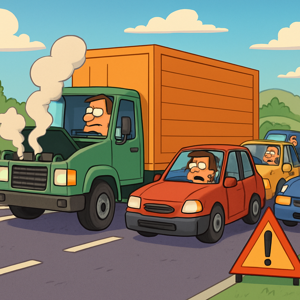 На дороге Никосия - Лимассол в районе Скарину заглох грузовик.