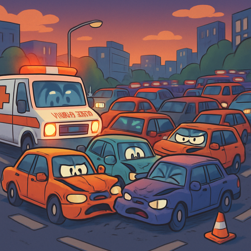 В понедельник вечером в Никосии произошло ДТП с участием шести автомобилей.