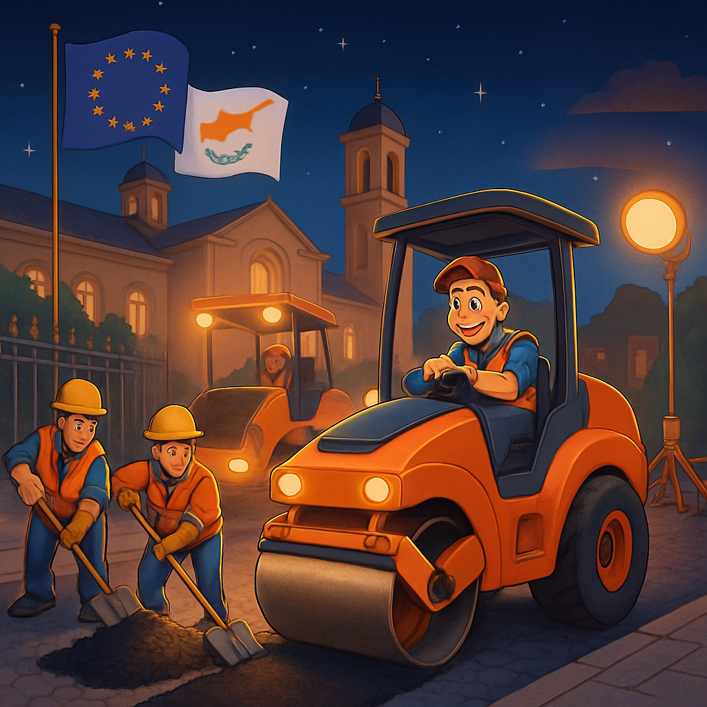 В Никосии реализуются крупные проекты по асфальтированию дорог и проводятся ночные дорожные работы.