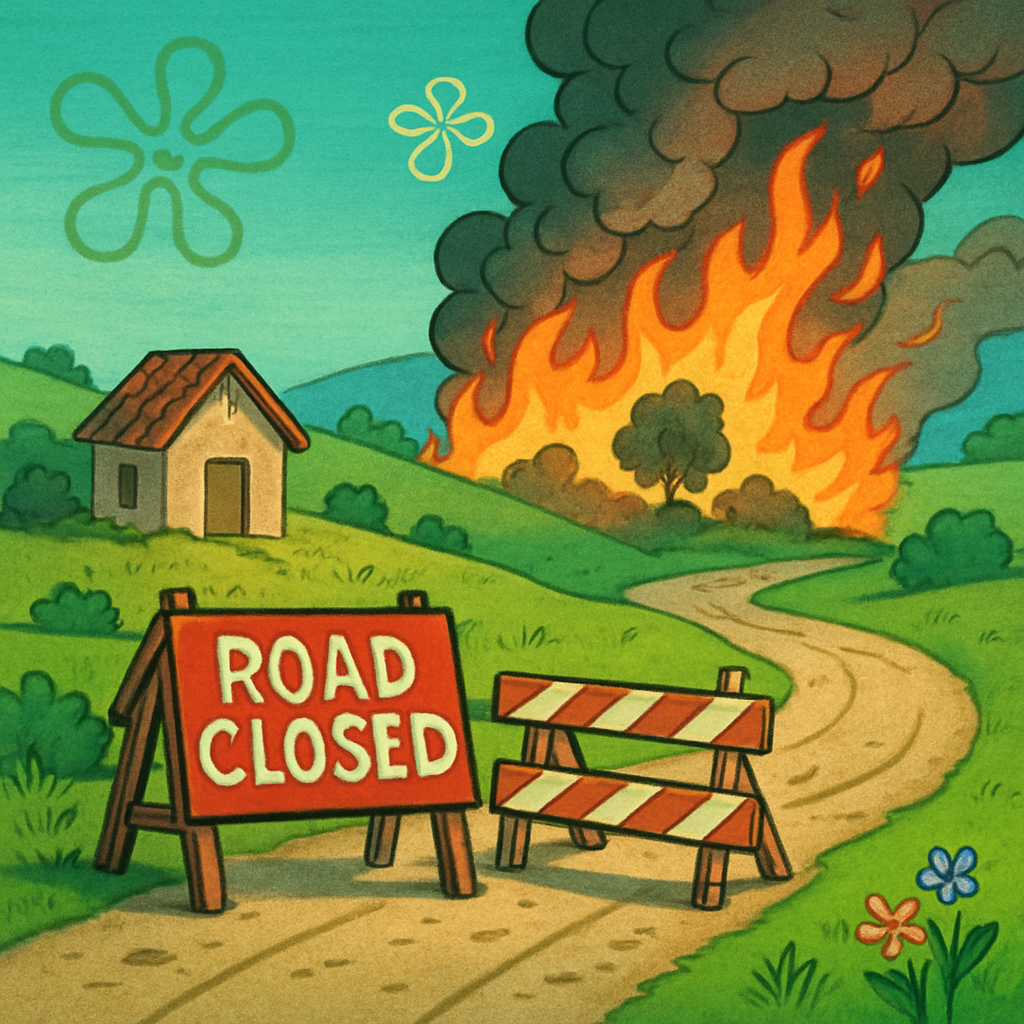 Несколько сельских дорог были закрыты сегодня из-за пожара в районе деревни Тала, в Пафосе.