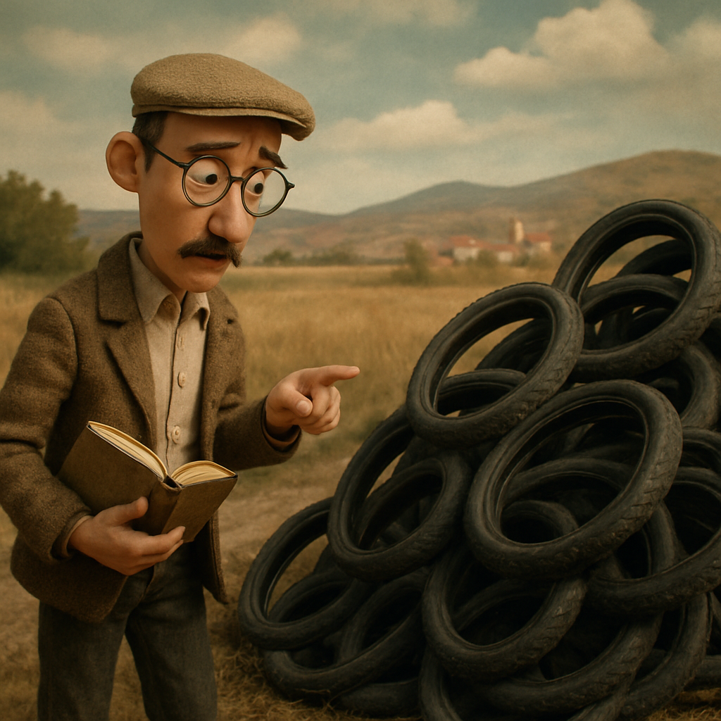 Читатель подозревает, что какой-то веломагазин или велосервис выкинул покрышки в поле около Арменахори.