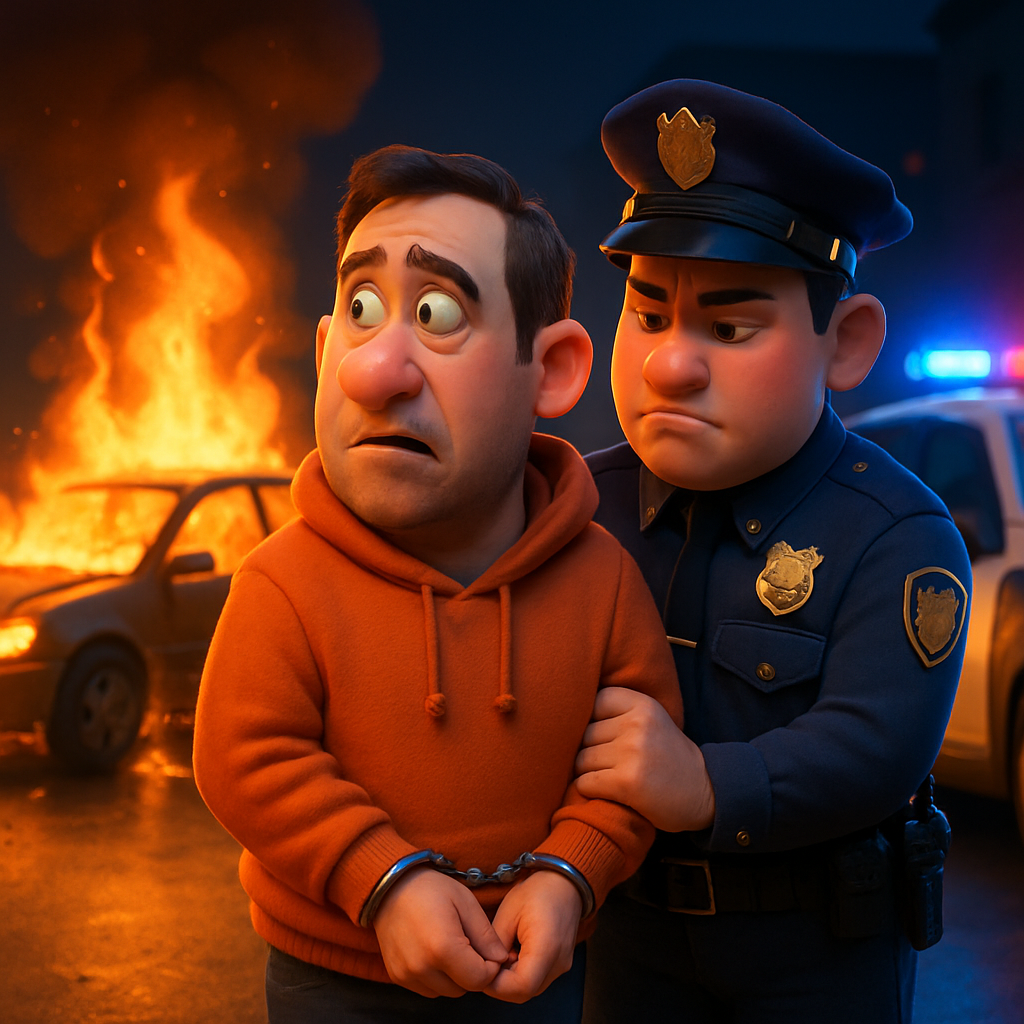 В Пафосе арестовали мужчину, подозреваемого в поджоге автомобиля, произошедшего сегодня утром.