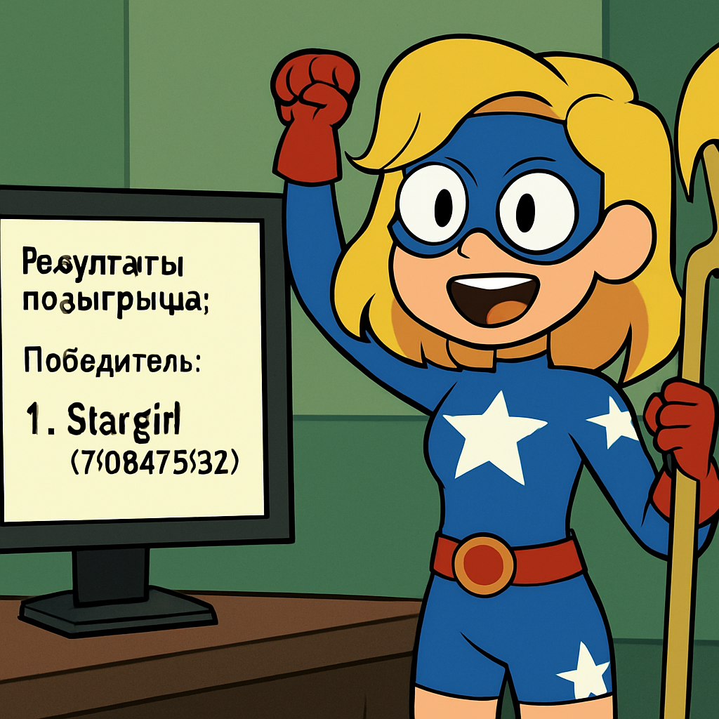 Результаты розыгрыша:
Победитель:
1.