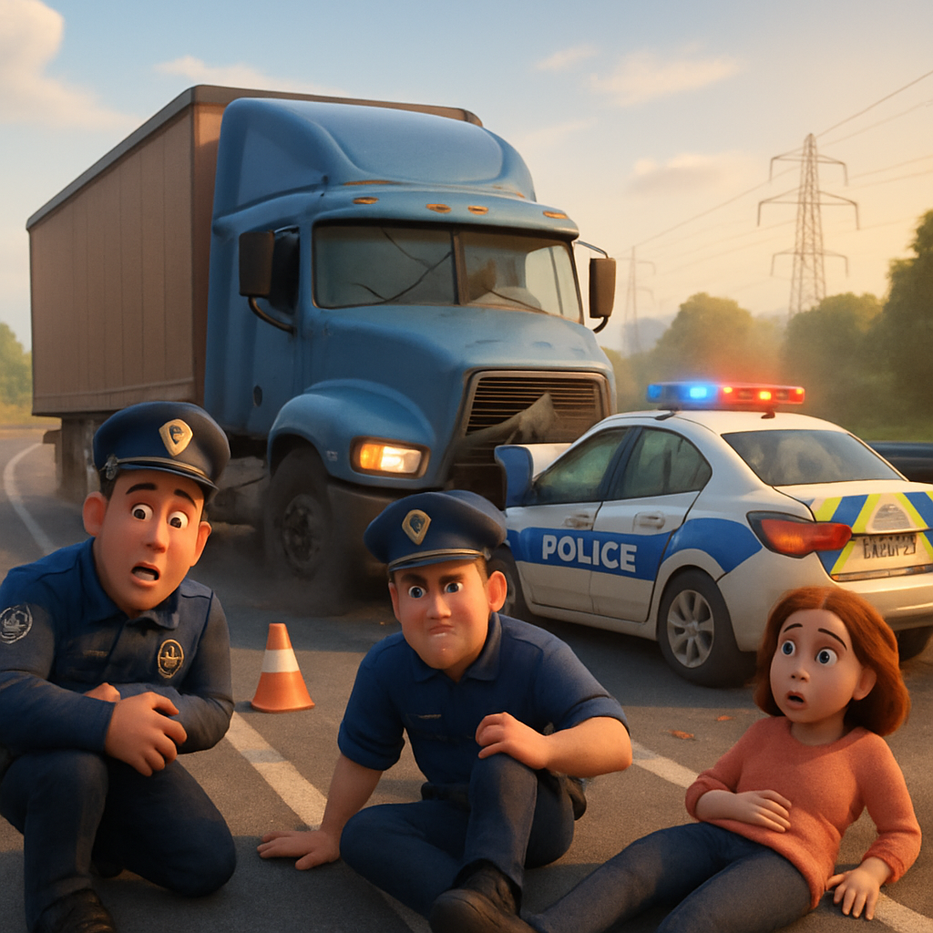 In the morning on the Limassol-Nicosia highway, a truck crashed into a parked police car.