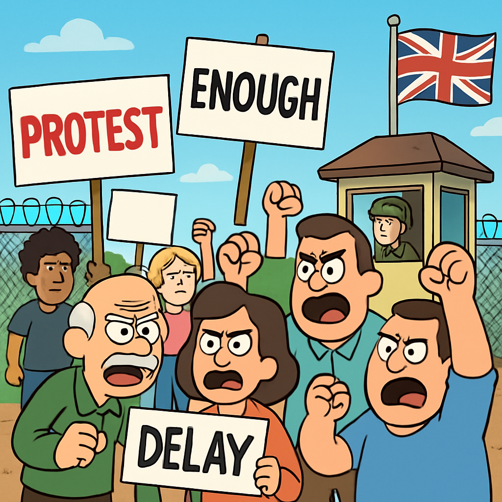 Residents of localities in the Dhekelia area (Larnaca) held a protest at British bases due to long-standing delays in development projects and bureaucratic issues.