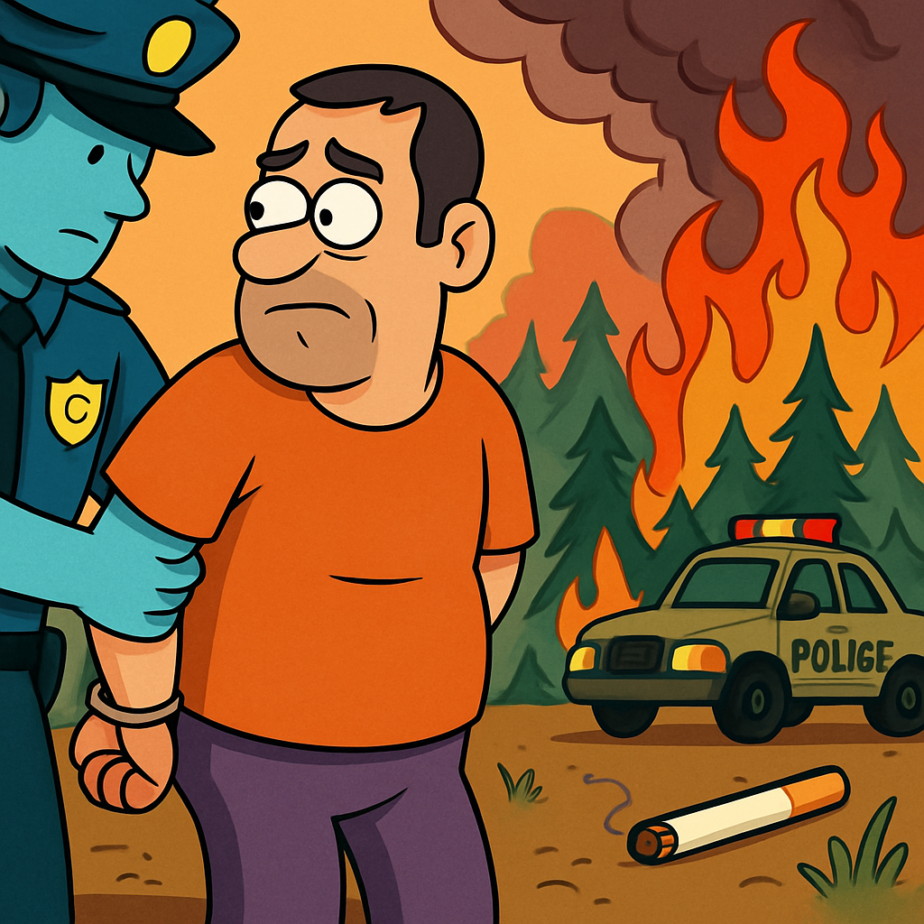 Мужчина, арестованный в связи с пожарами в Платресе 2 дня назад, утверждает, что бросил сигарету, не понимая, что она может стать причиной пожара.