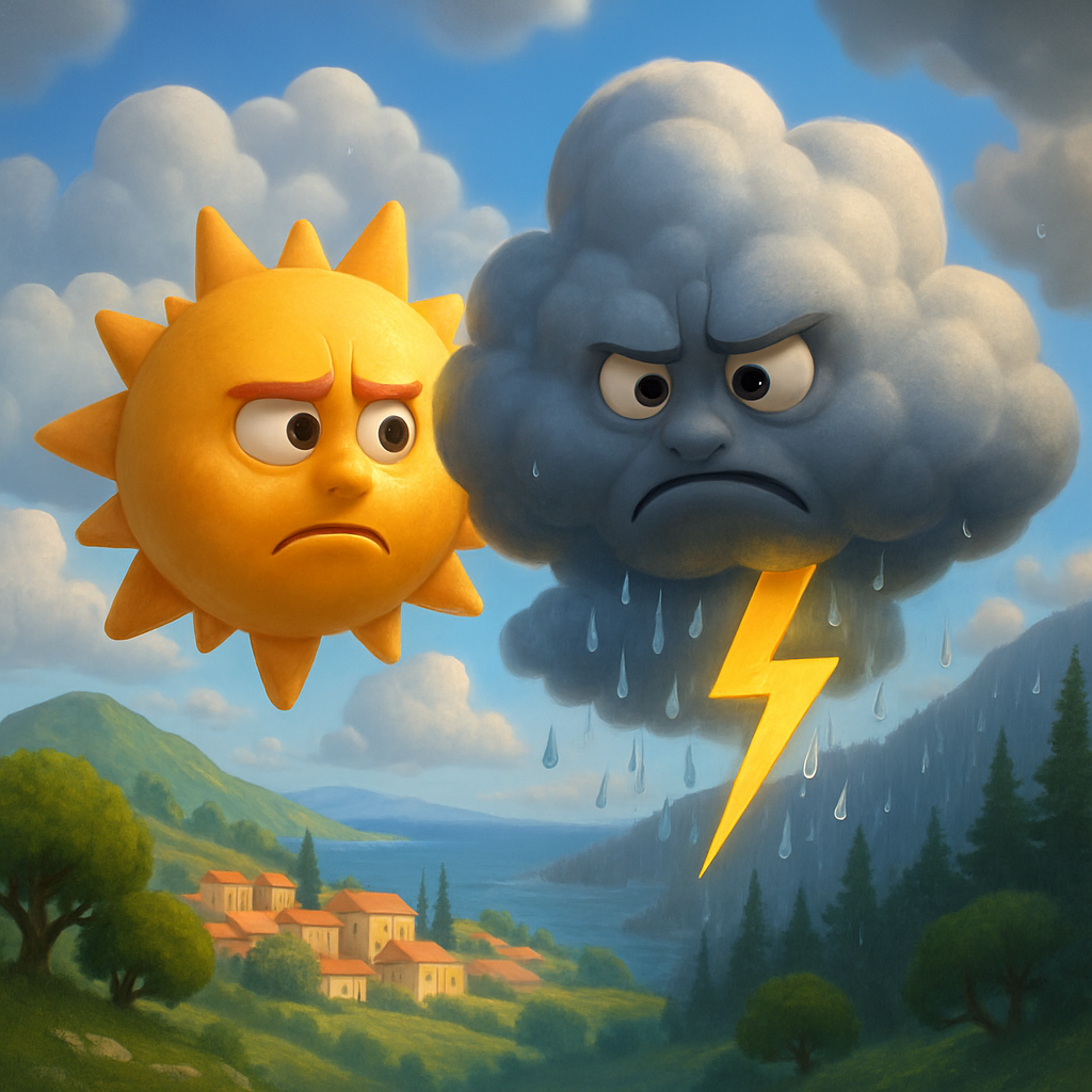 Today in Cyprus there is variable cloudiness, with scattered showers and isolated thunderstorms.