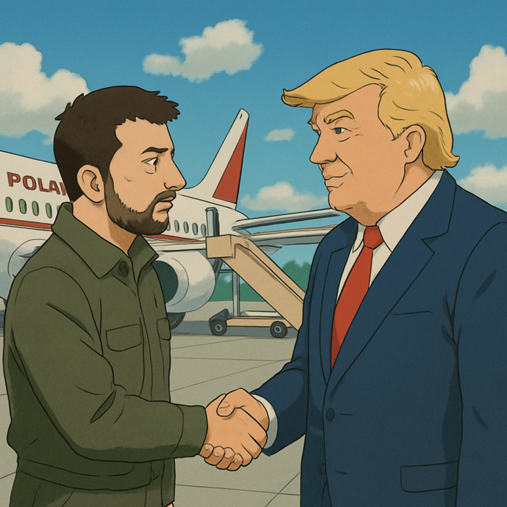 Volodymyr Zelenskyy left Poland early on Saturday to meet for talks with US President Donald Trump on ending the war in Ukraine, after a stopover in Canada.