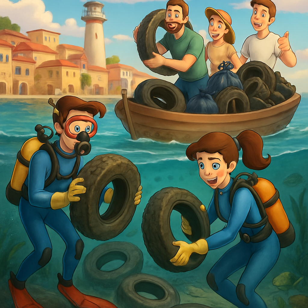 Вчера в ходе акции по очистке дна гавани Като-Пафос было извлечено почти две тонны мусора, в том числе 32 автомобильных колеса.