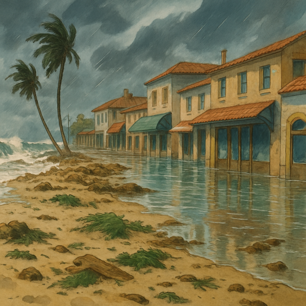 Debido al mal tiempo, parte del paseo marítimo en Kato Paphos ha sido cubierta con arena y escombros por segunda vez en unos días, y las tiendas más cercanas han sido inundadas.