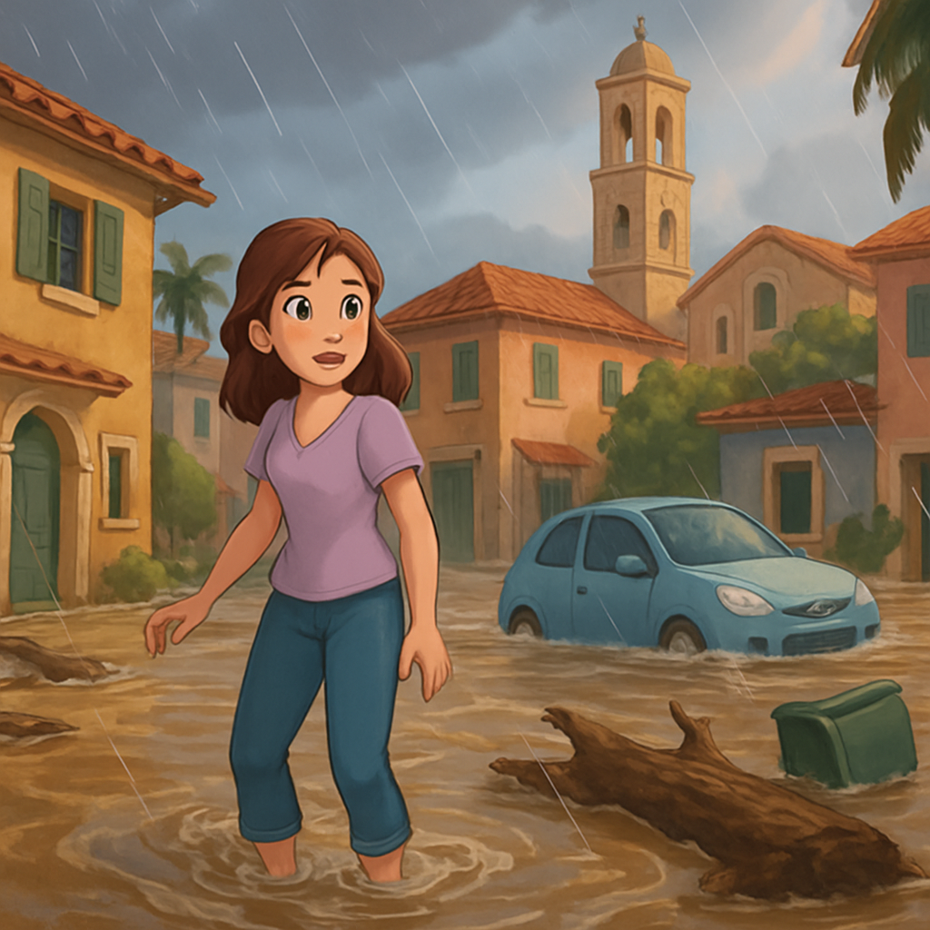 Последствия дождя в районе Полиса, Пафос.