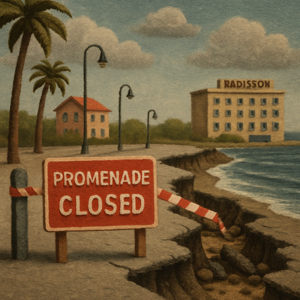 The Larnaca Municipality has temporarily closed the section of the Oroklini promenade between the Mer Bleue restaurant and Radisson Beach Resort due to serious issues caused by erosion.