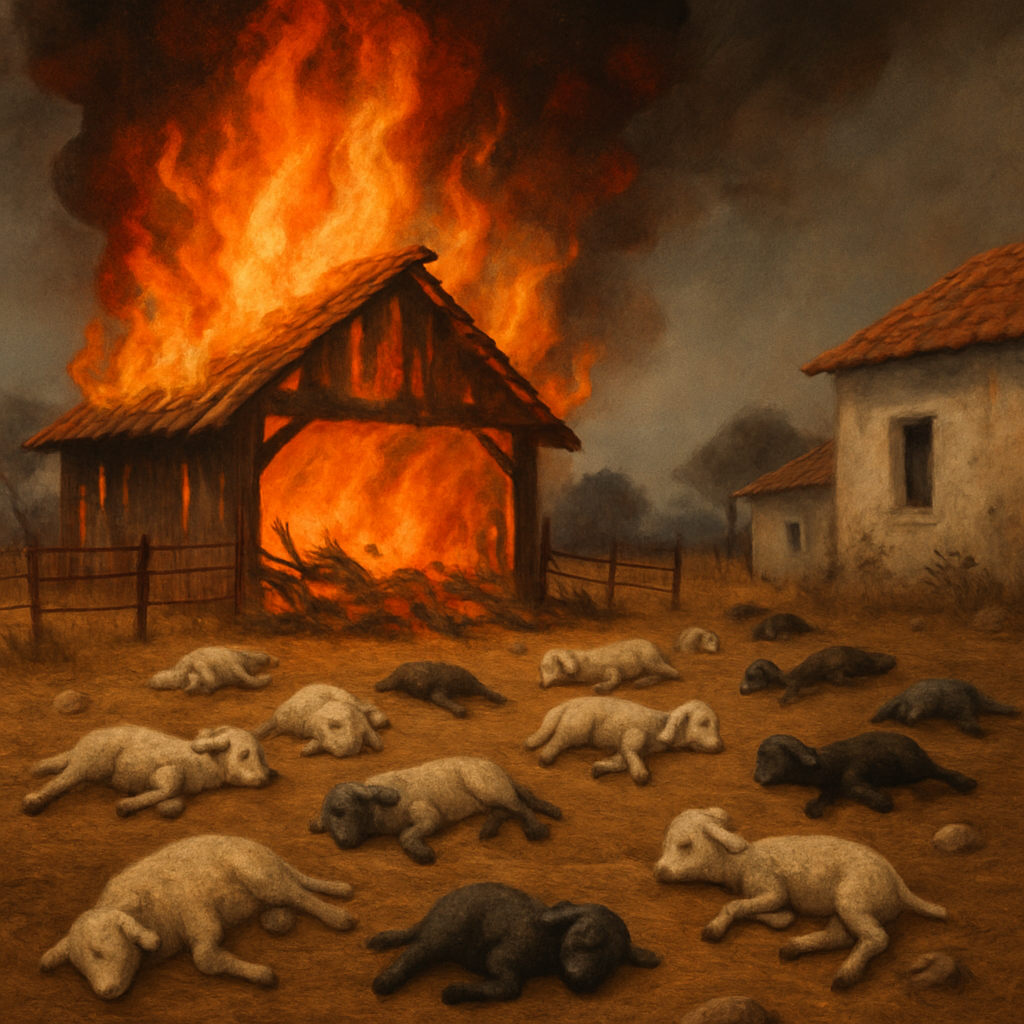 Yesterday, a fire broke out on a farm in the village of Meniko, resulting in the deaths of more than 1000 newborn sheep and goats.