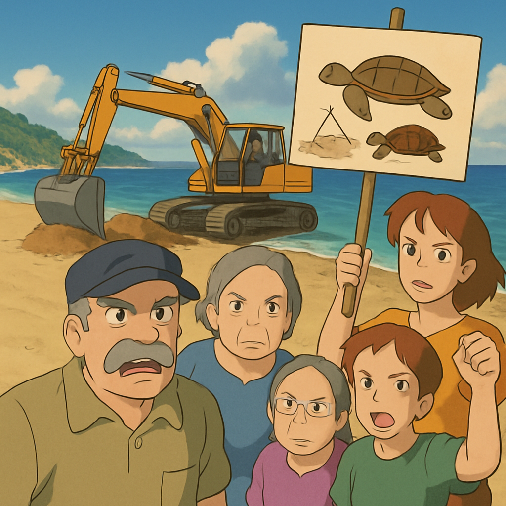 Жители Перволии (Ларнака) возмущены работами бульдозеров на пляже рядом с черепашьими гнездами.