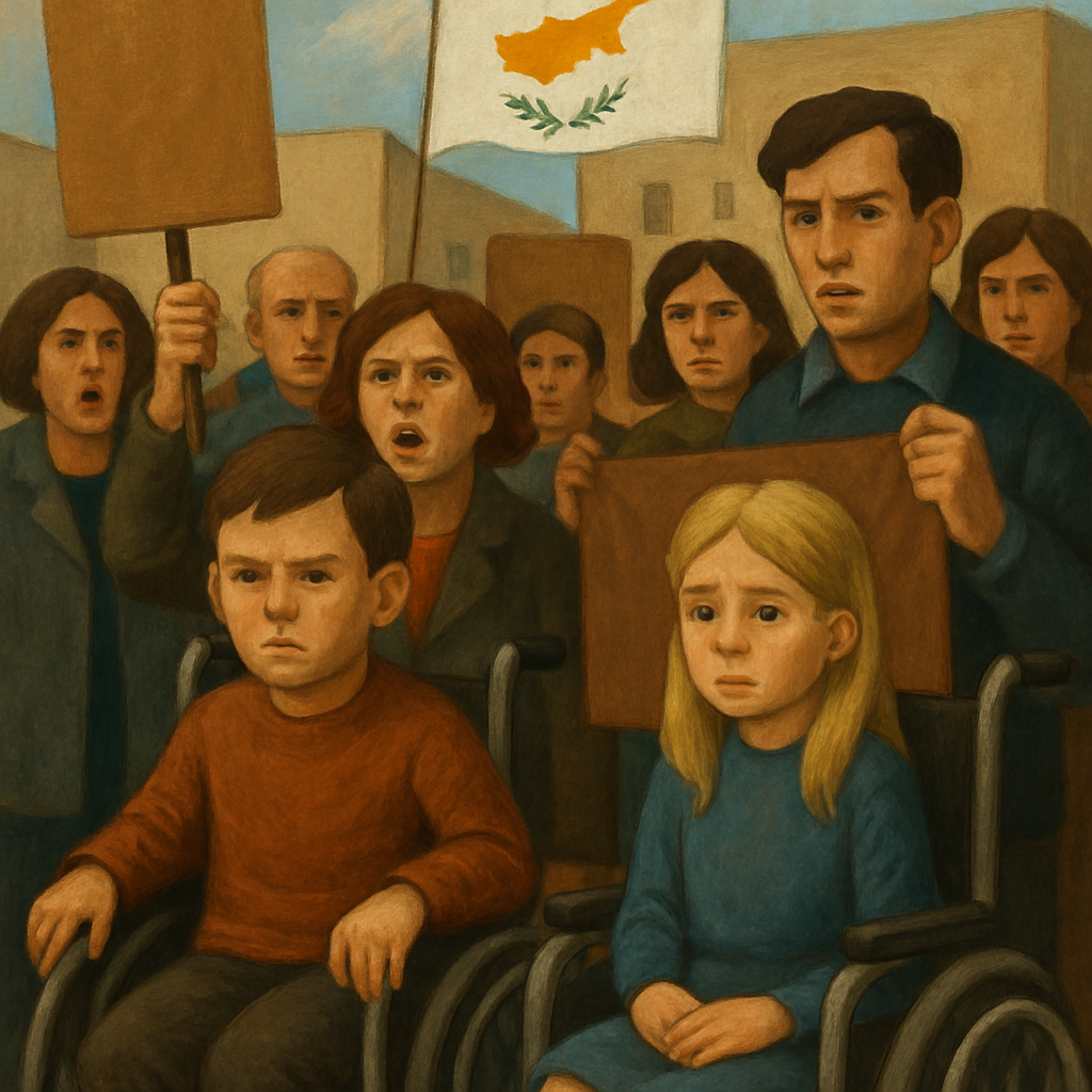 На Кипре прошла акция протеста в связи с решением министерства образования направить двух детей с ограниченными возможностями в специальное учебное заведение.