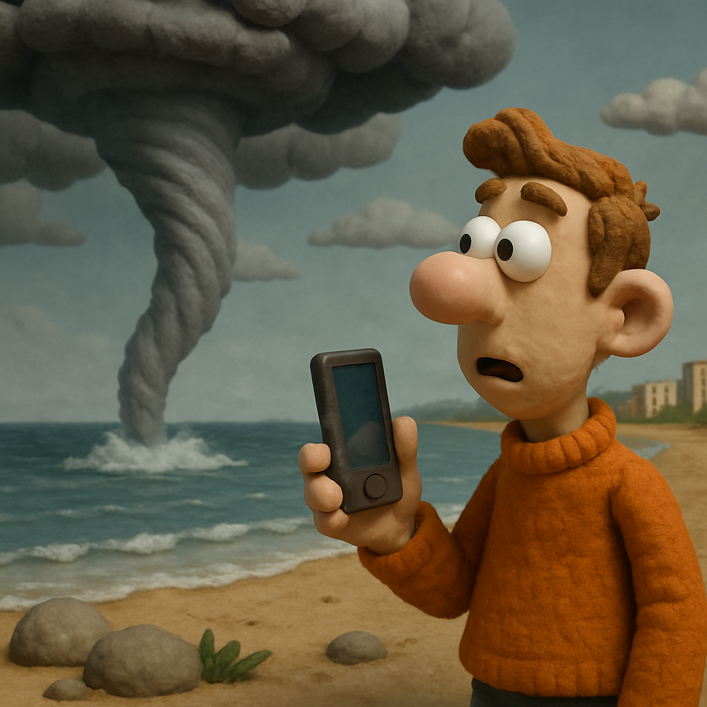 Kitasweather опубликовали видео с водяным смерчем, движущимся к берегу в районе Аматус в Лимассоле.