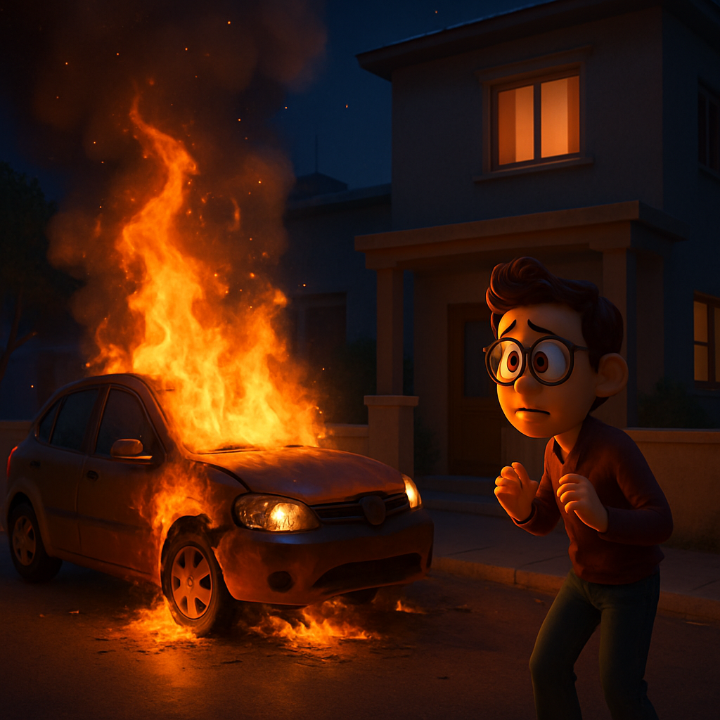 Ночью в Лимассоле вспыхнул пожар в автомобиле, припаркованном у дома его владельца.