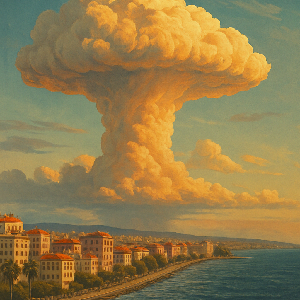 В сети гуляют фото вчерашнего облачного гриба в Лимассоле.