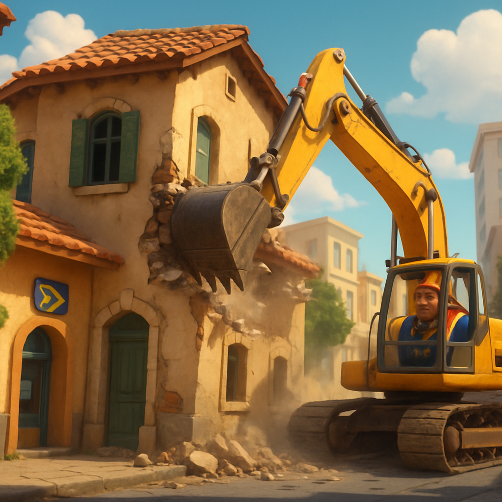 В Лимассоле в районе Гермасои рядом с отделением почты сносят очередной дом.