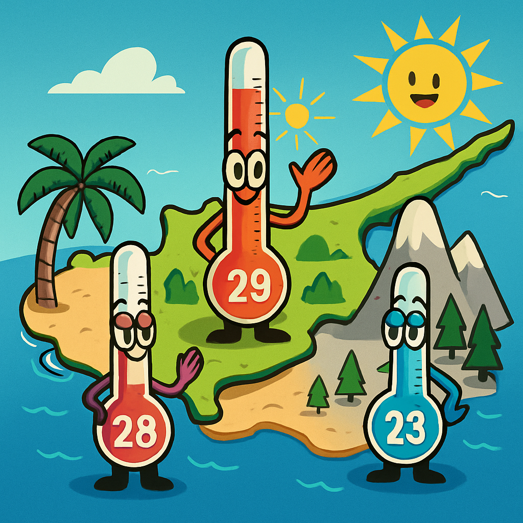 Сегодня на Кипре до +29С в глубине страны, до +28С на побережье и до +23С в горах.