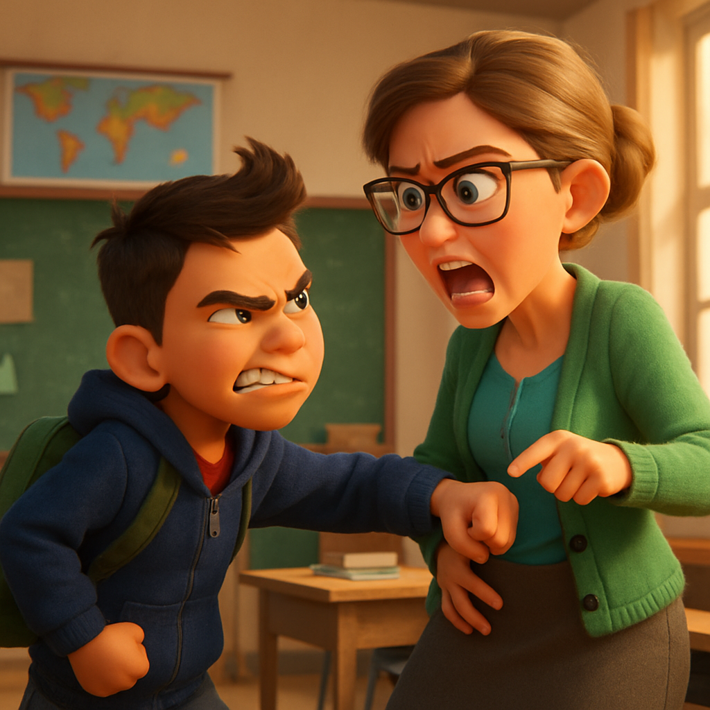 In Larnaca, a 13-year-old student punched a teacher in the stomach after she reprimanded him.