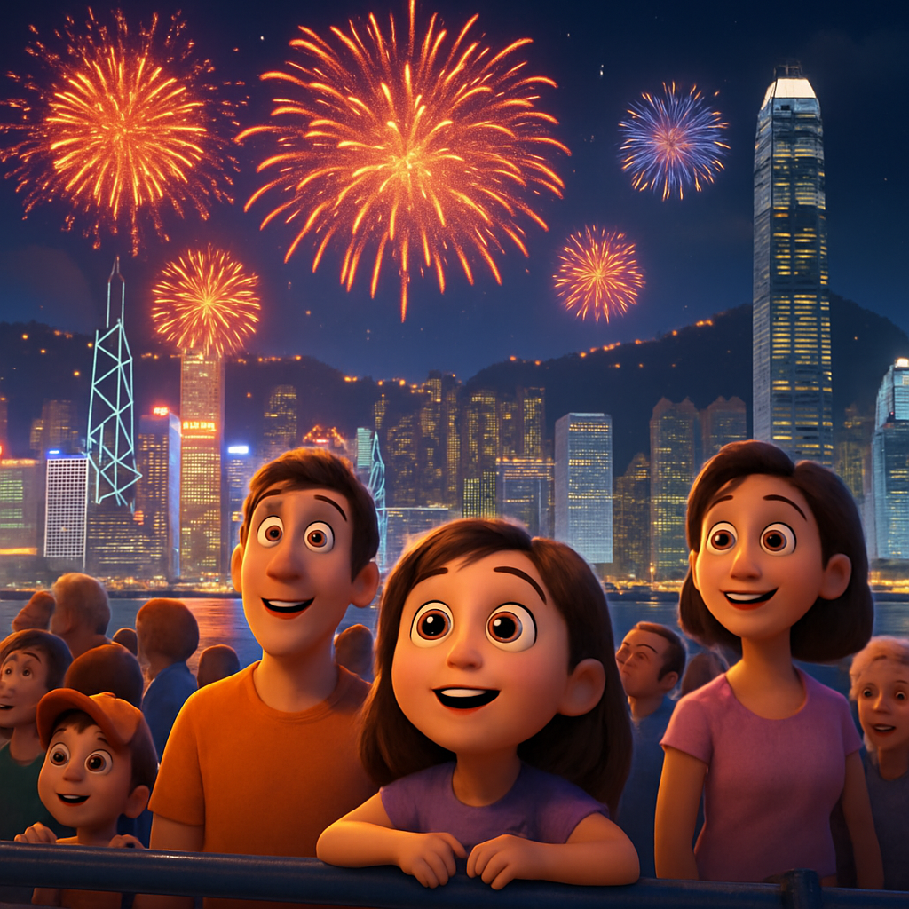 The pyrotechnic displays against Hong Kong’s world-famous skyline of skyscrapers typically draw hundreds of thousands of people including many tourists to both sides of the promenade.