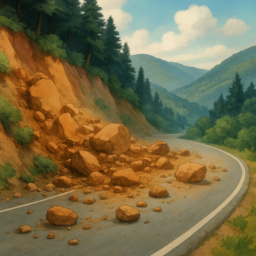 На дорогах горной части Лимассола произошли оползни камней и грунта.